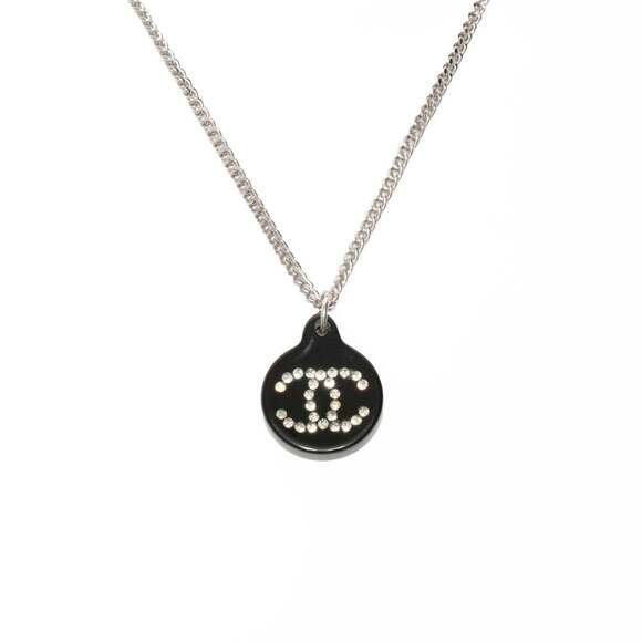 CHANEL Silver Logo Necklace